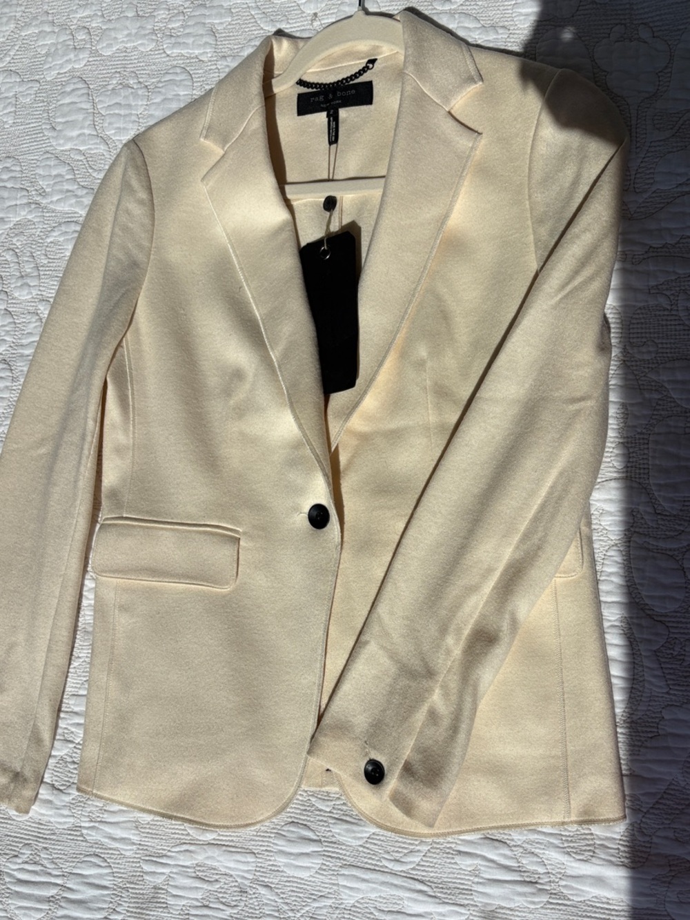 rag & bone Cream Single-Button Tailored Blazer